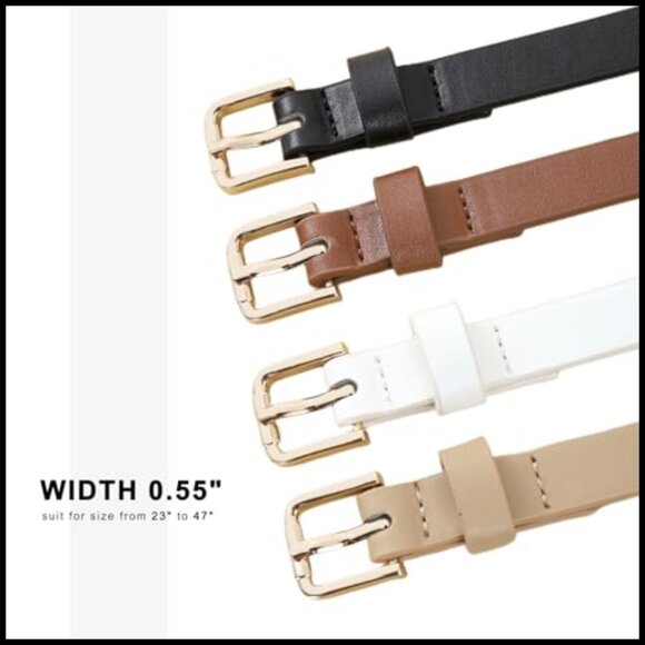 PU Leather Skinny Belts with Gold Buckle 4 Pack for Women main image 6